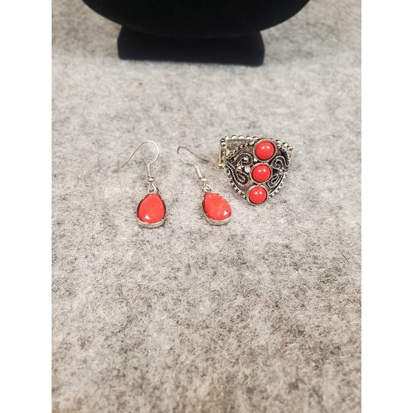 Women's Jewelry Bundle Red Stone Silver Tone Paparazzi Dead Stock Contemporary - Picture 7 of 16